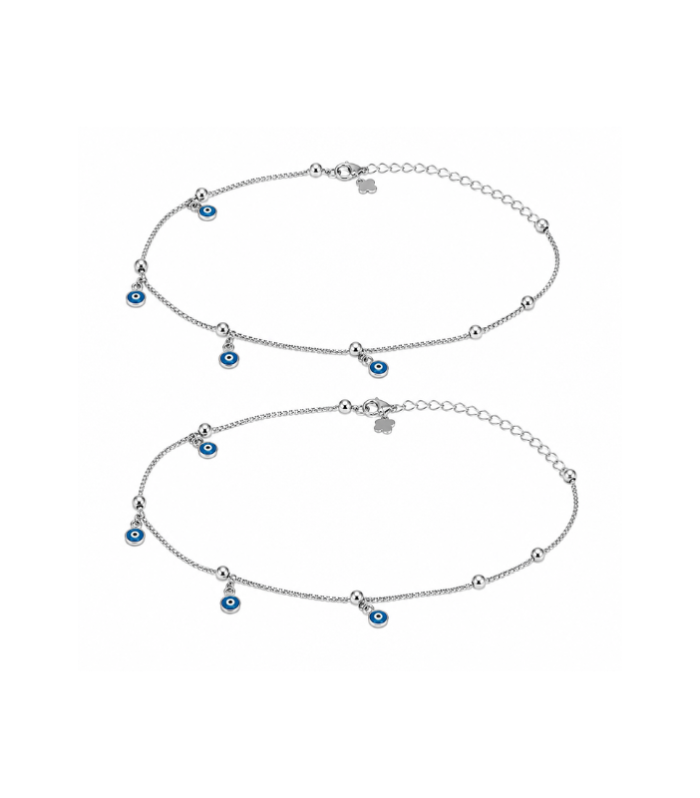 4.62g Silver Evil Eye Charm Anklet for Women ( 4.62g )