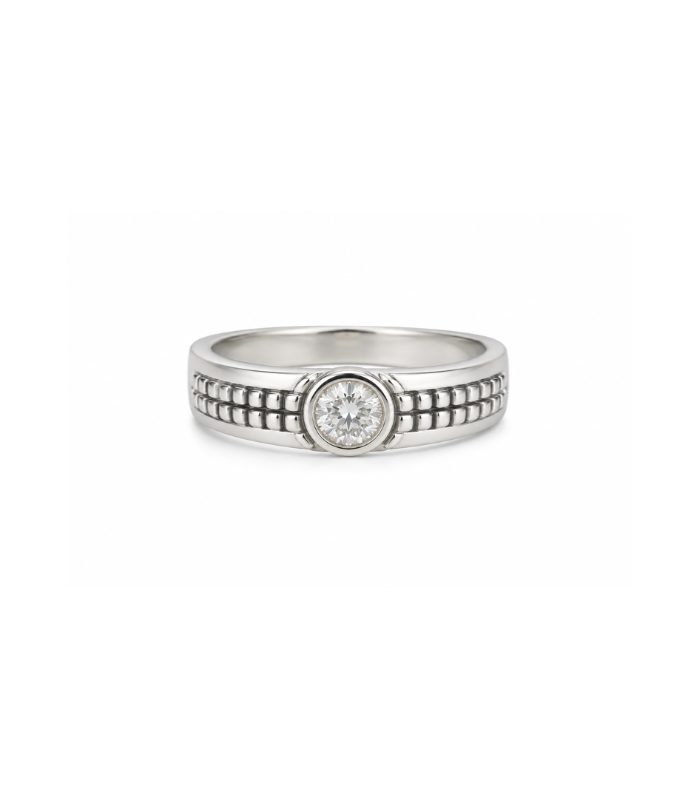 Classic Silver Bezel Solitaire Ring with CZ Stone (3.85g)