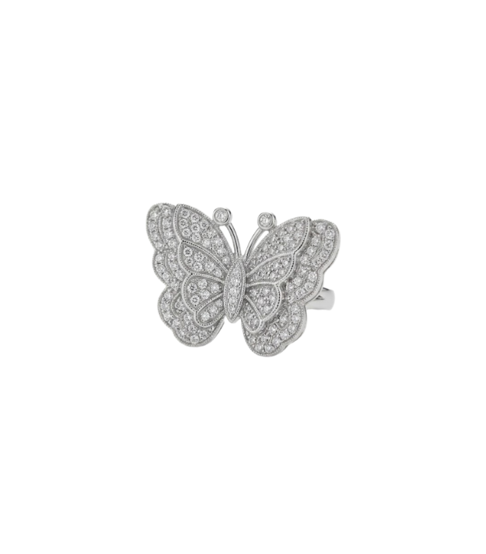 Butterfly Silver Statement Ring with CZ Stones ( 4.42g )
