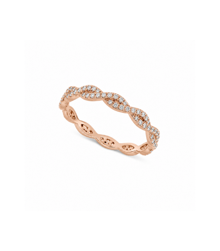 Twisted CZ Rose Gold Eternity Ring ( 2.02g )