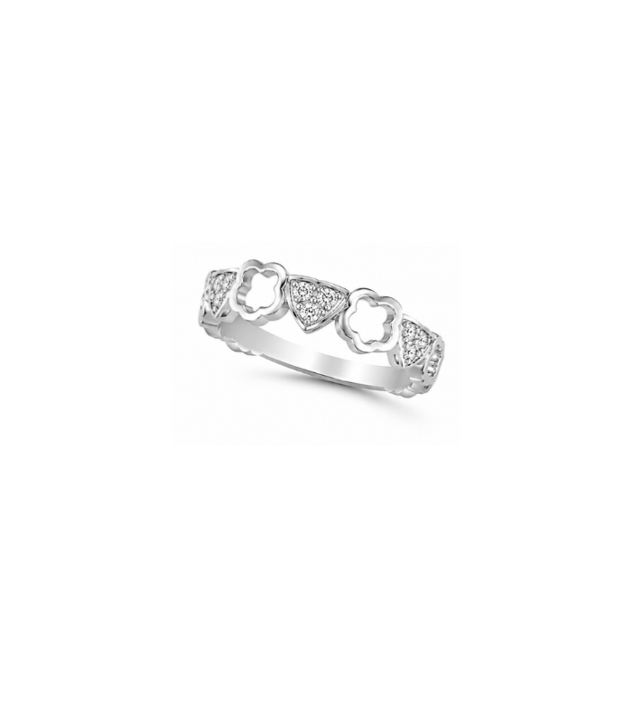 Floral & Heart Eternity Silver Ring with CZ Stones ( 3.00g )