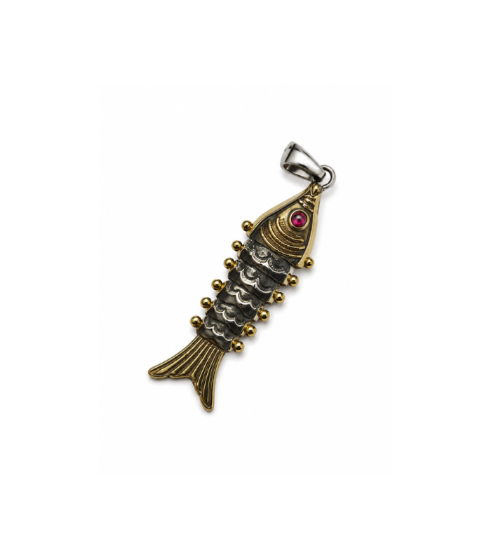Antique Fish Design Silver Pendant for Men (3.20g)