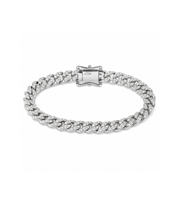 Diamond Cut Cuban Link Silver Men's Bracelet( 14.60g)