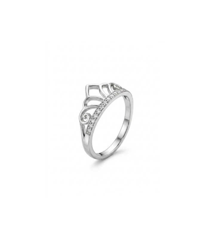 Crown-Inspired Silver Ring with CZ Stones ( 1.60g )