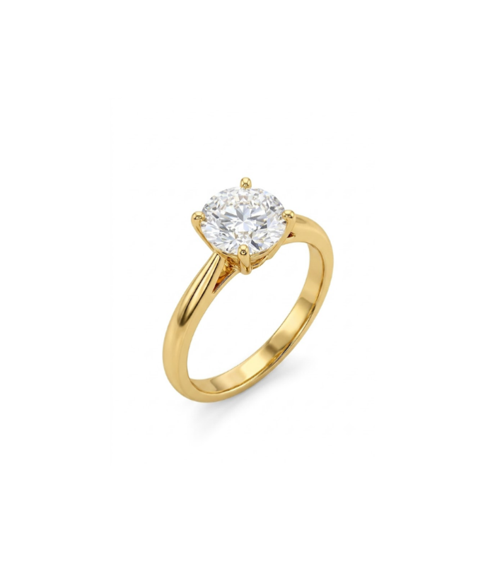 Classic Solitaire CZ Gold Finish Silver Ring (2.51g)