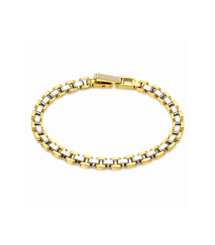 Two-Tone Link Silver Men's Bracelet (9.14g)