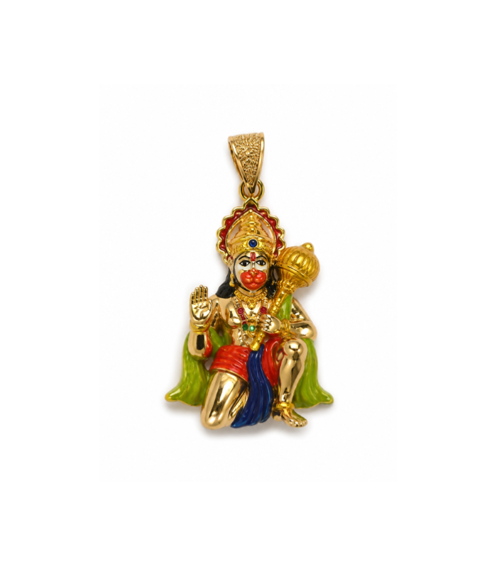 Lord Hanuman Gold Finish Silver Pendant (11.80g)