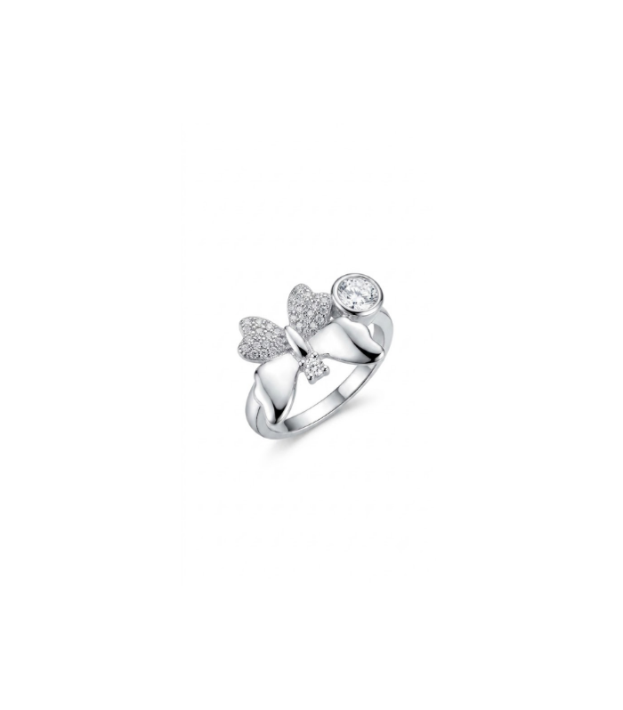 Butterfly Bow CZ Silver Open Ring (2.13g)