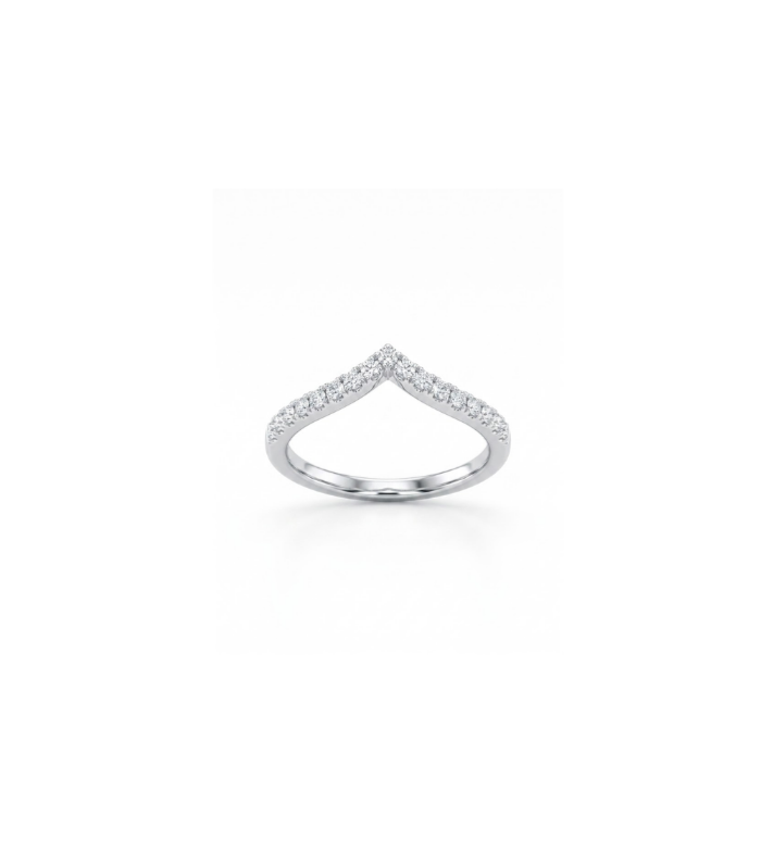 Chevron CZ Silver V-Shaped Ring (1.70g)