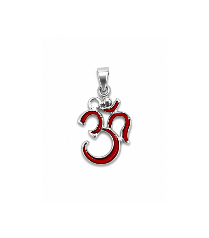 Om Silver Pendant with Red Enamel Finish (1.80g)