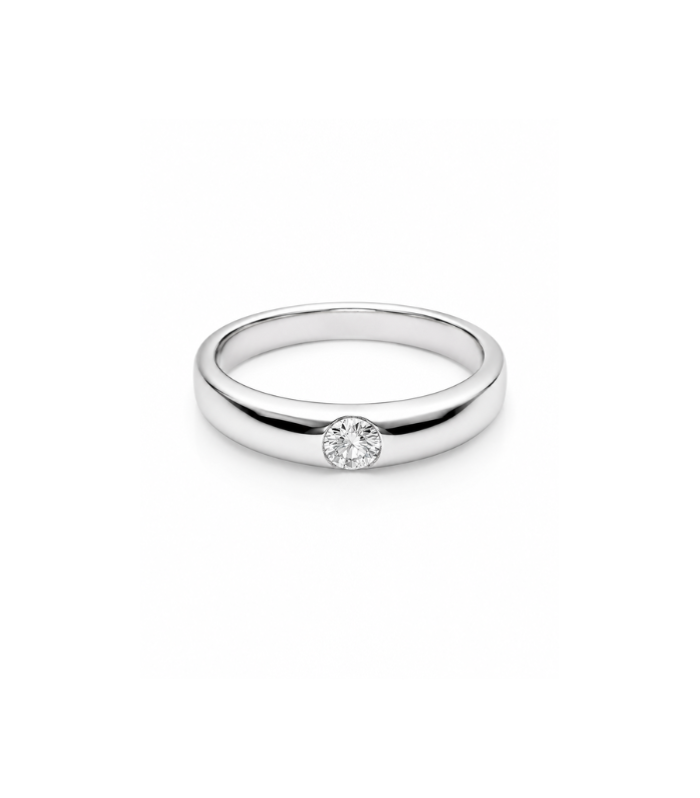 Classic Solitaire Silver Men's Ring with CZ Stone (5.76g)