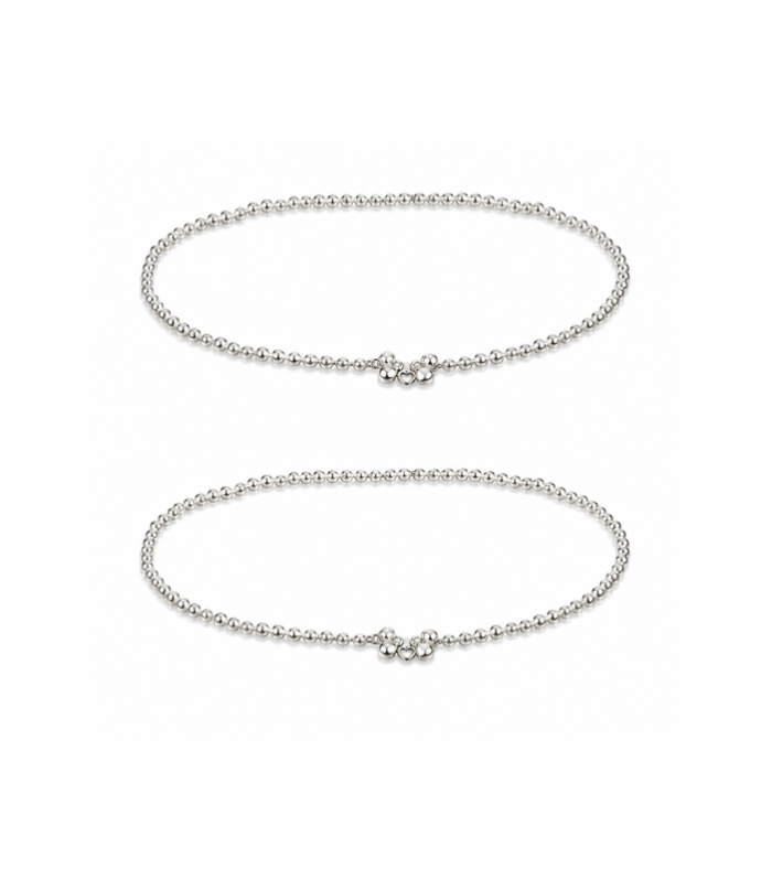 Silver Heart Charm Anklet for Women ( 5.80g )