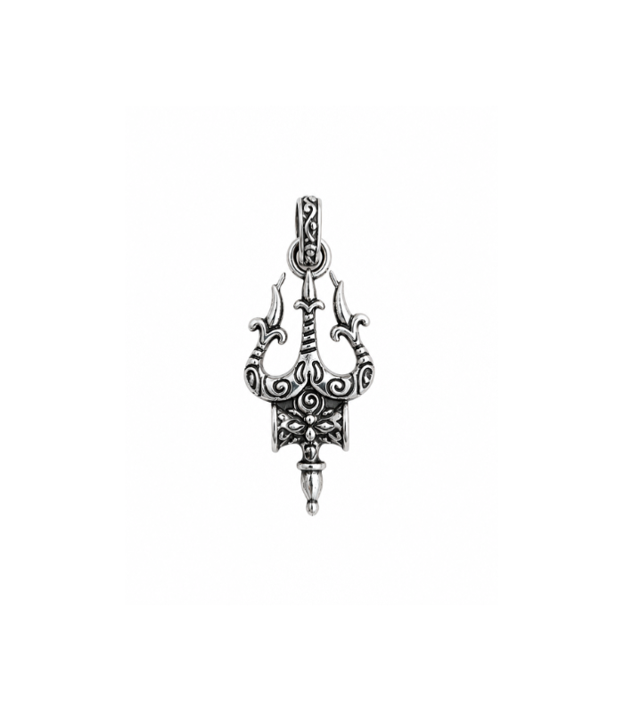 Trishul Silver Pendant with Oxidised Antique Finish (3.40g)