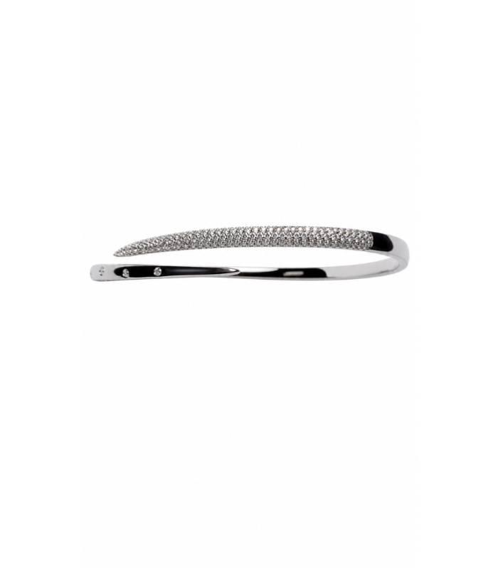 Elegant Silver Women's Bracelet with Pavé Stone Detailing (13.90g)