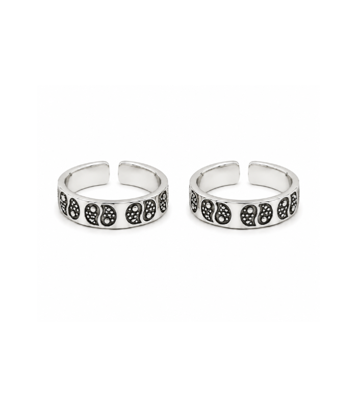Classic Paisley Oxidised Silver Adjustable Toe Rings (Bichiya) – Pair