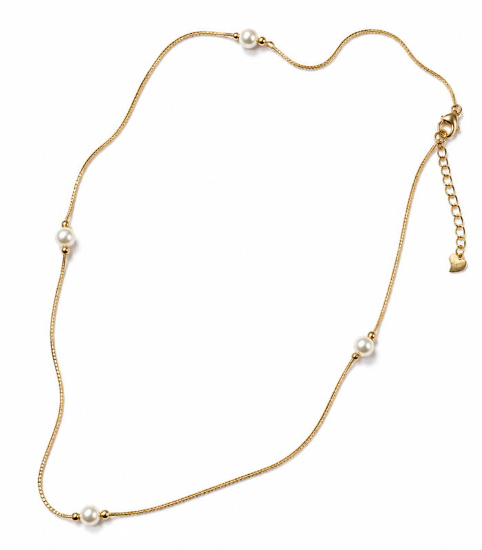 Pearl Beaded Gold-Tone Chain Necklace (4.09g)